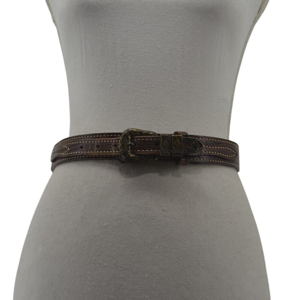 TexTan Women's Western Cowgirl Brown Leather Belt Boho Sz 28 - Picture 1 of 14